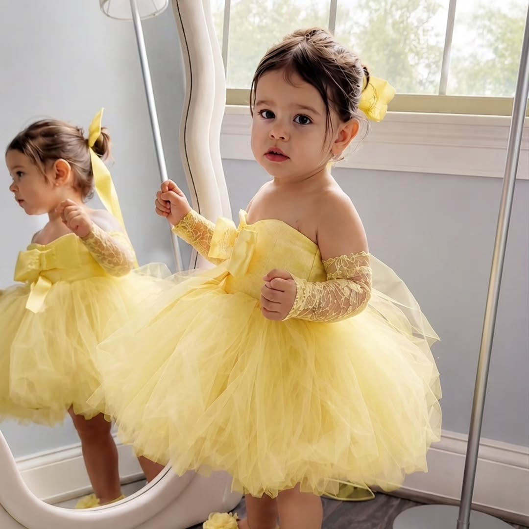 Bridal Sash Ribbon - Princess Yellow Flower Girl Dress For