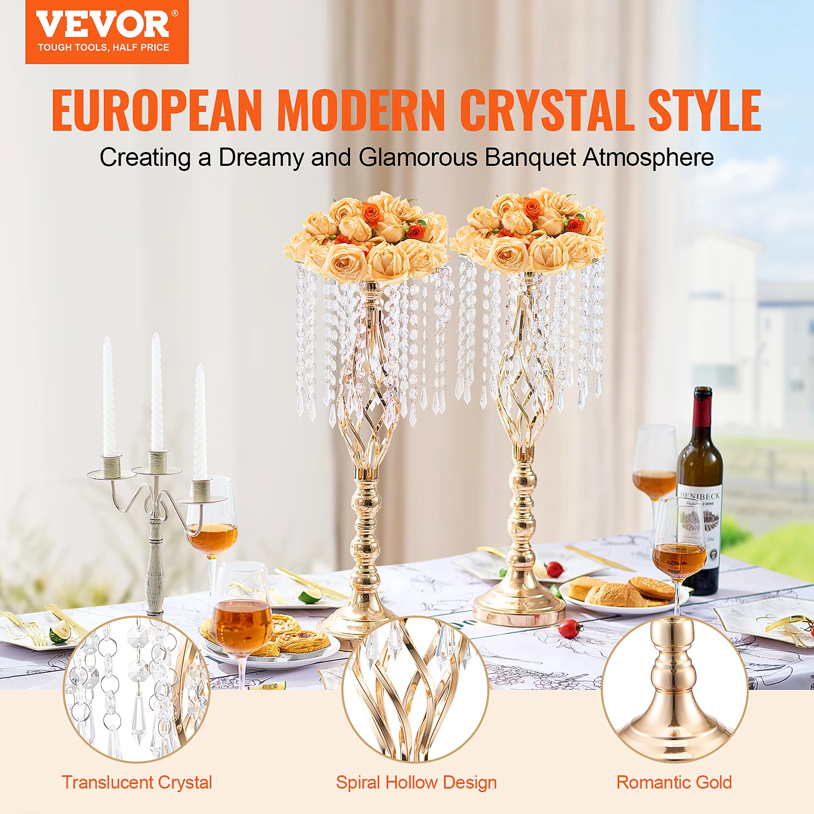VEVOR Tall Crystal Wedding Flo - огляд і ціна Centerpiece Vase Tall