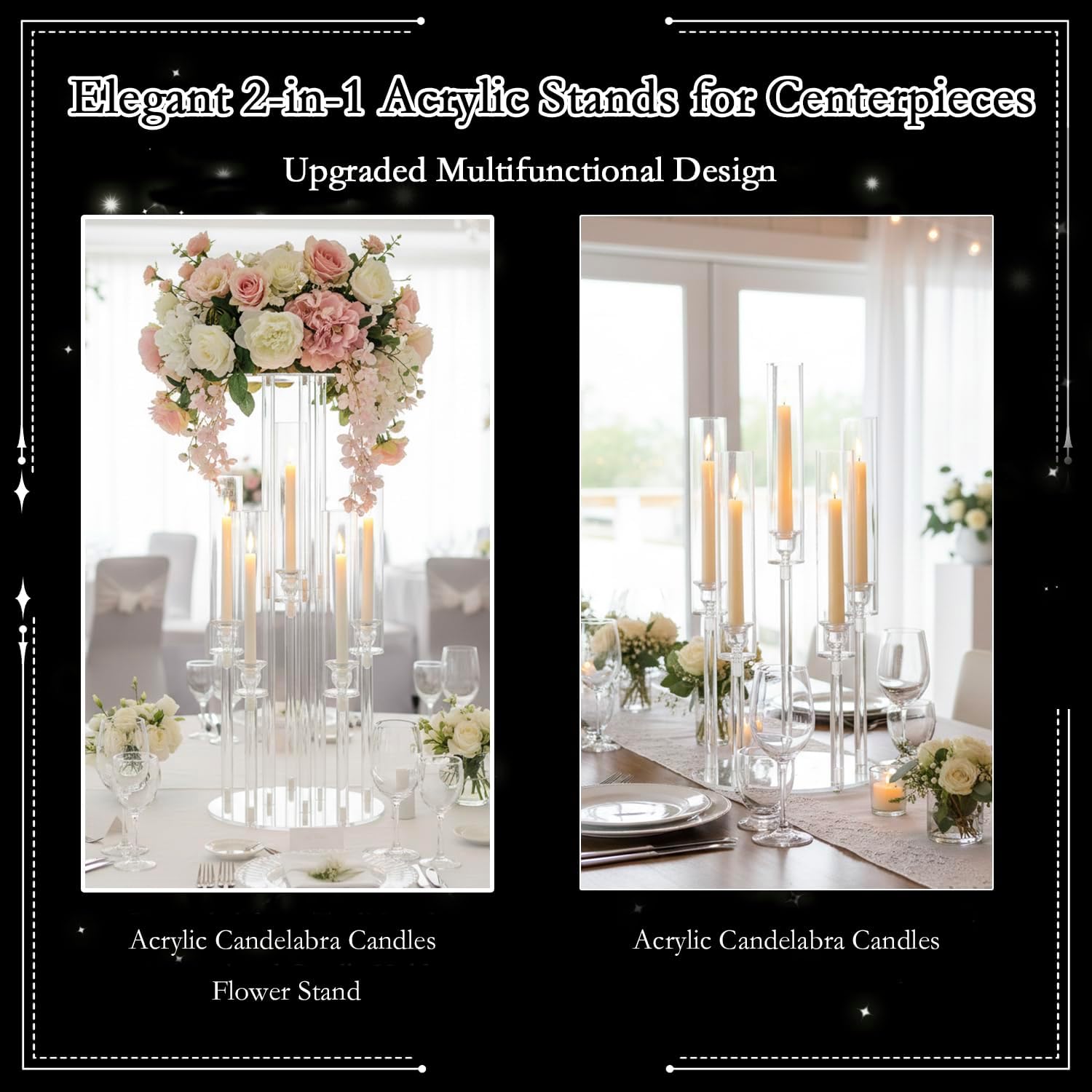 Clear 5-Arm Acrylic Candelabra - огляд і ціна Centerpiece Vase Tall