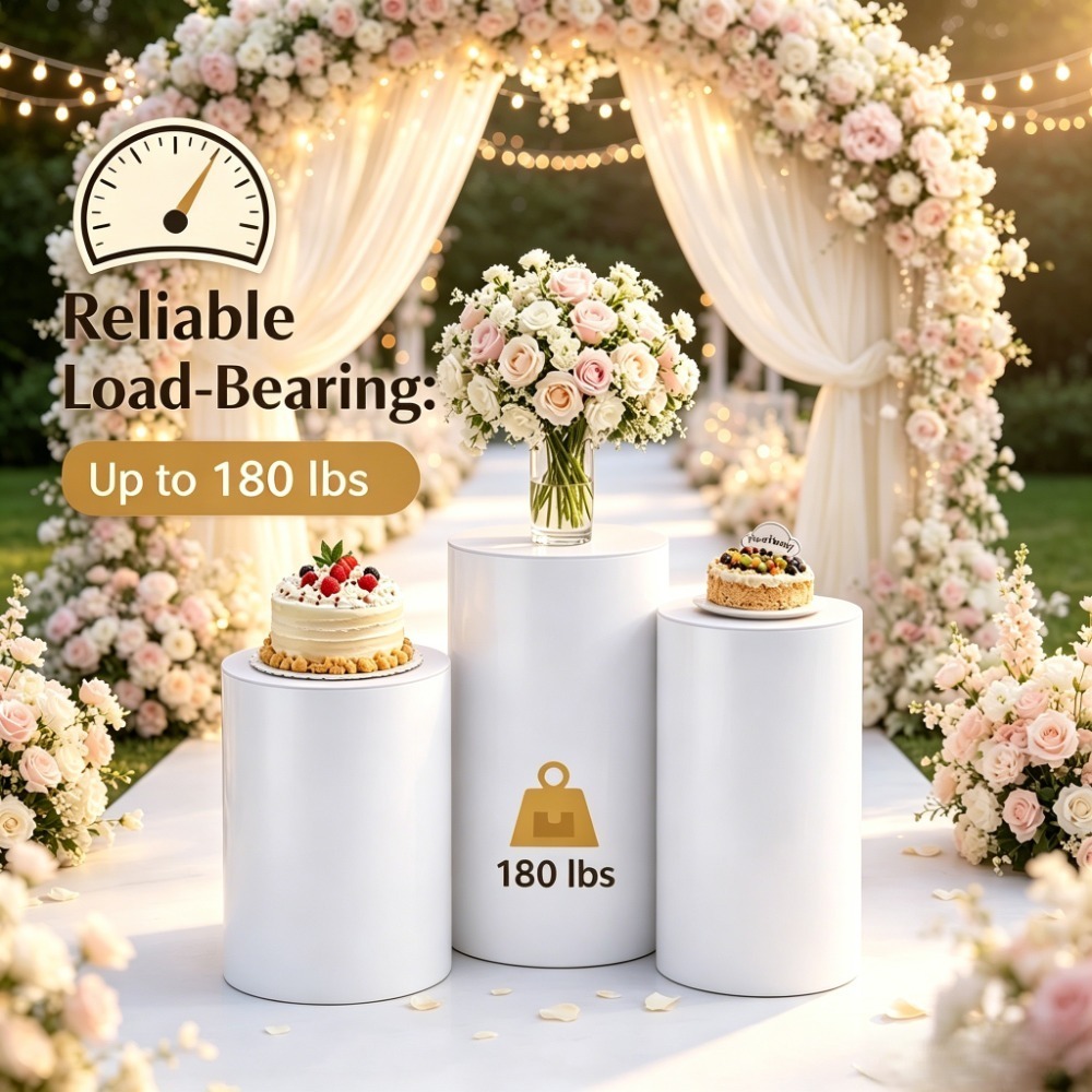 3/5Pcs White Cylinder Pedestal - огляд і ціна Wedding Party Supply