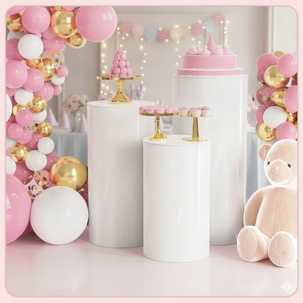 3/5Pcs White Cylinder Pedestal - огляд і ціна Wedding Party Supply